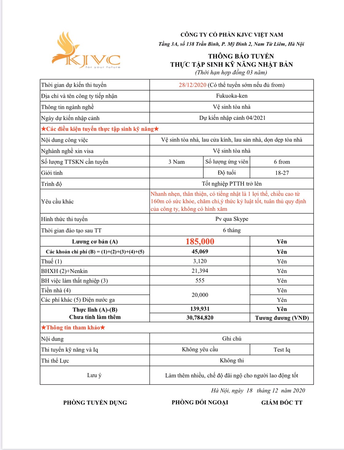 Tuyển thực tập sinh đi làm việc tại Nhật Bản